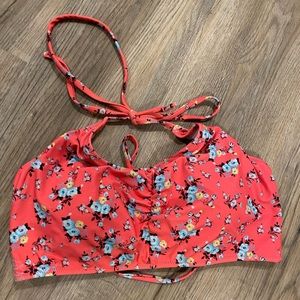 Large pink floral corset back bikini